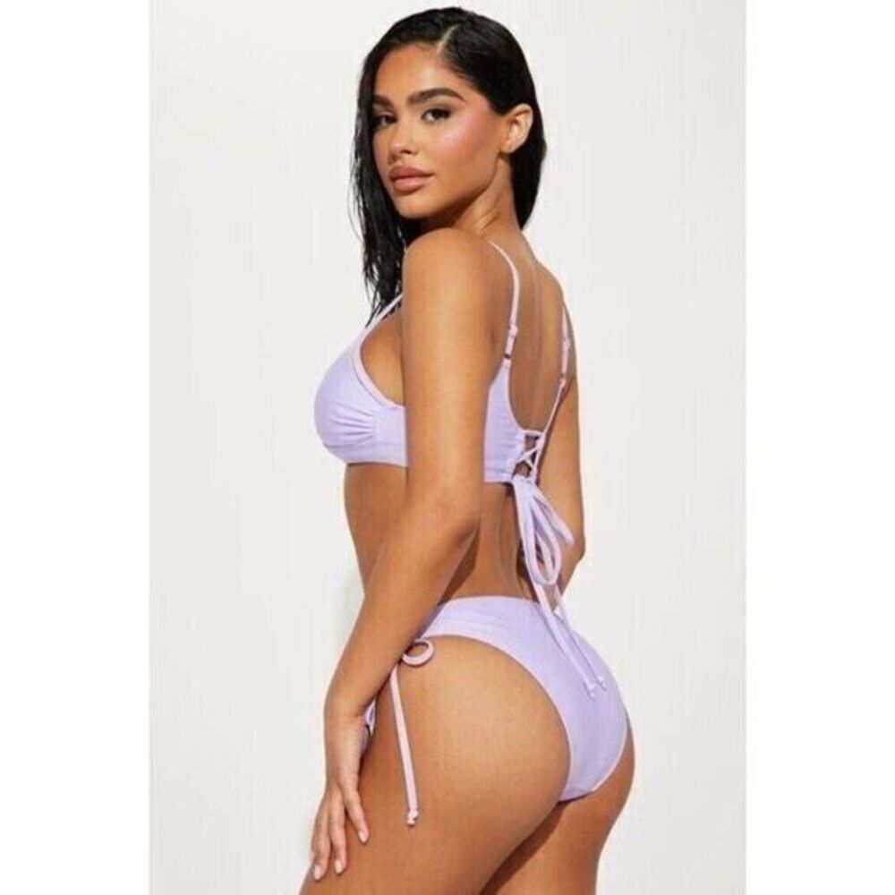 Go coco Lavender Cheeky Crochet Detailing 2 Piece Bikini Size M - Picture 3 of 7